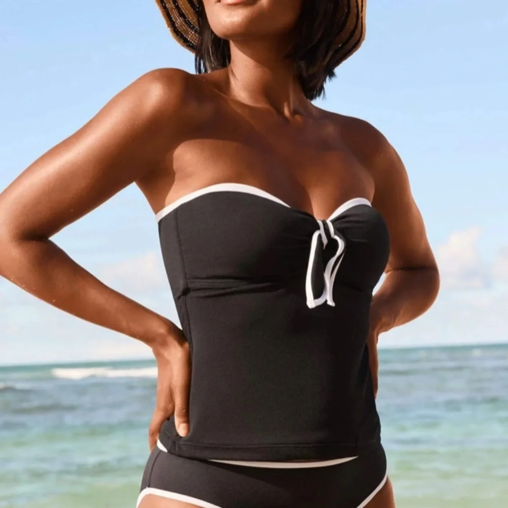 Tommy Bahama Island Cays Cabana Tie-Front Bandeau Tankini Top